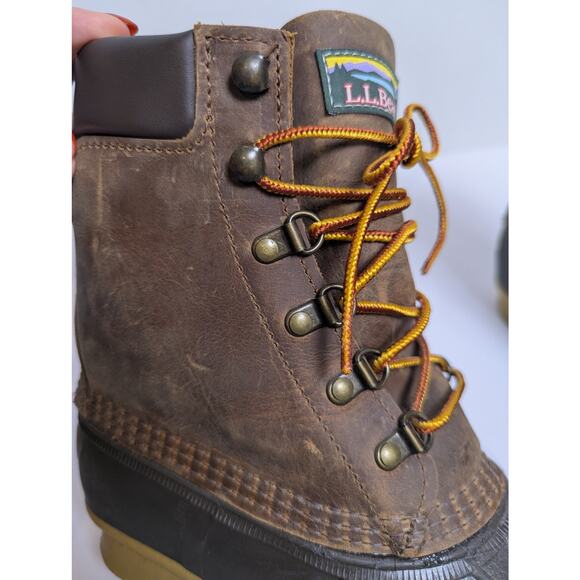 L.L. Bean Gore-Tex Dark Brown Primaloft Liner Leather Duck Rain Boots Women 6M - Picture 8 of 16